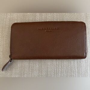 Liebeskind Berlin Chocolate Pebbled Continental Leather Wallet